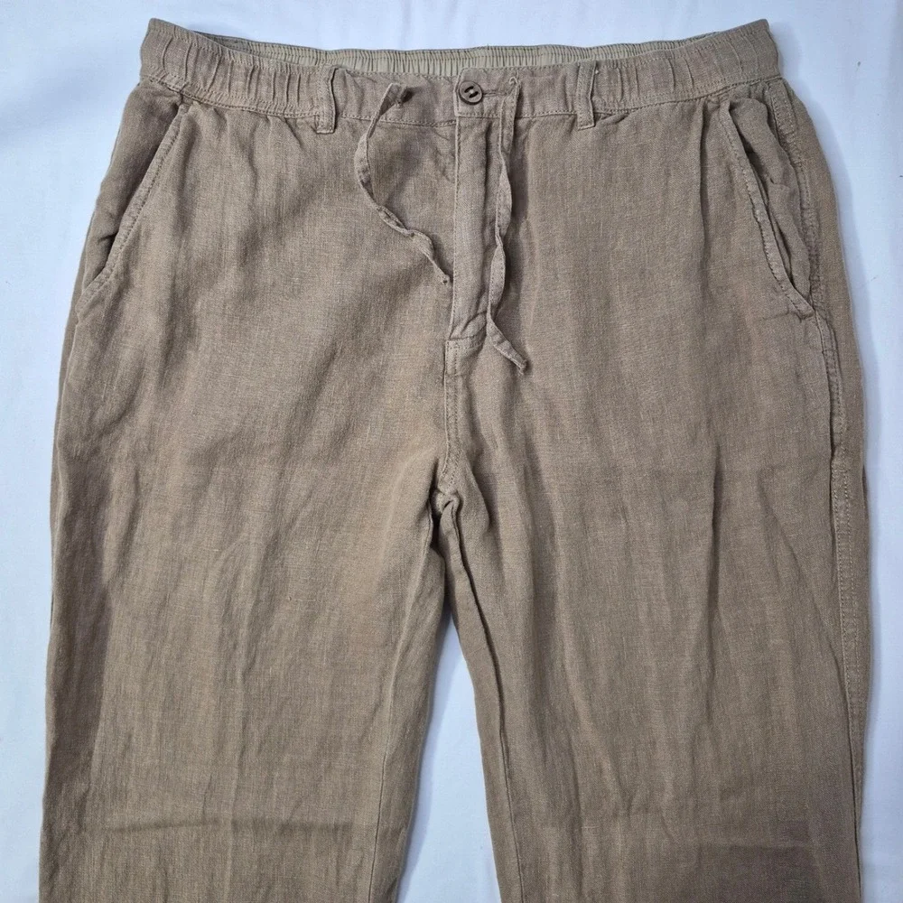 The Territory Ahead Sunshine Coast Linen Drawstring Pants Mens Large 32 Brown